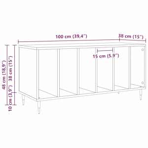 Skříň na gramofonové desky s policí Černý dub 100 x 38 x 48 cm - obrázek 10