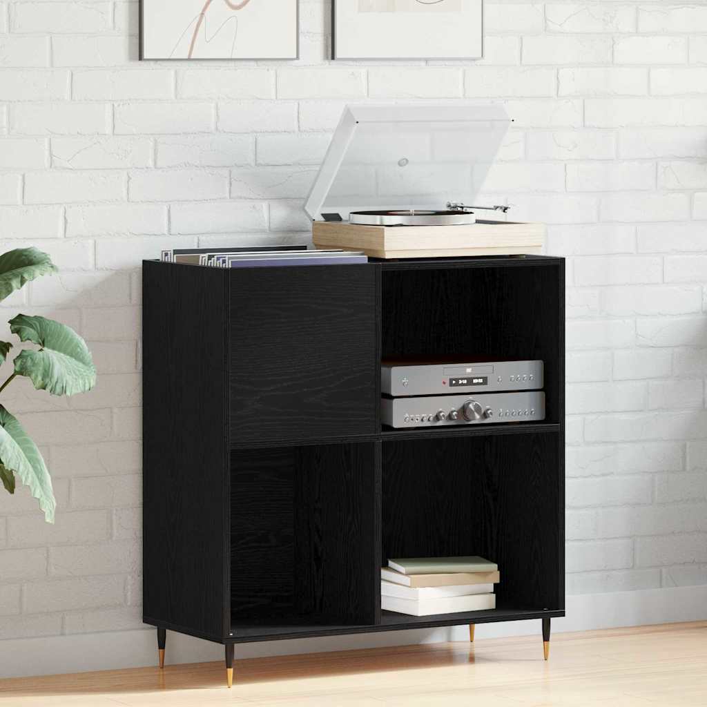 Recordskab Sort Eg 84,5x38x89 cm Konstrueret Træ