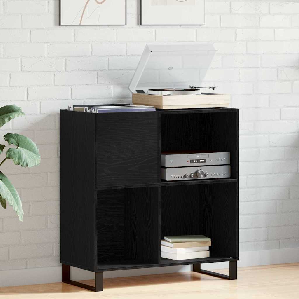 Reol til plader Sort eg 84.5x38x90 cm Konstrueret træ