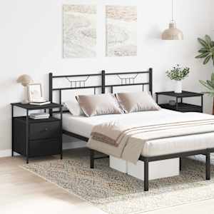 Nočna omarica s predalom 2 pcs Črna Orehovina 34 x 35,5 x 50 cm