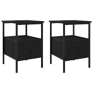 Noční skříňka 2 pcs Černý dub 34 x 36 x 50 cm kompozitní dřevo - obrázek 2