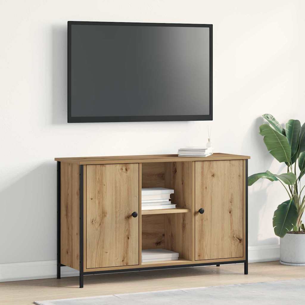 TV kapp Must Tamme 101x35x65 cm Töödeldud Puit ja Teras