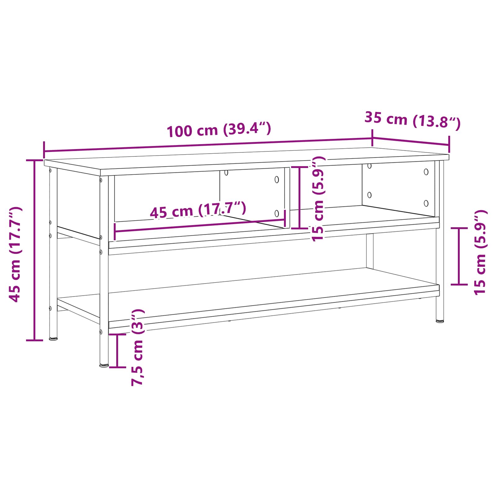 Sestava TV skříněk Černý dub 100 x 35 x 45 cm kompozitní dřevo - obrázek 11