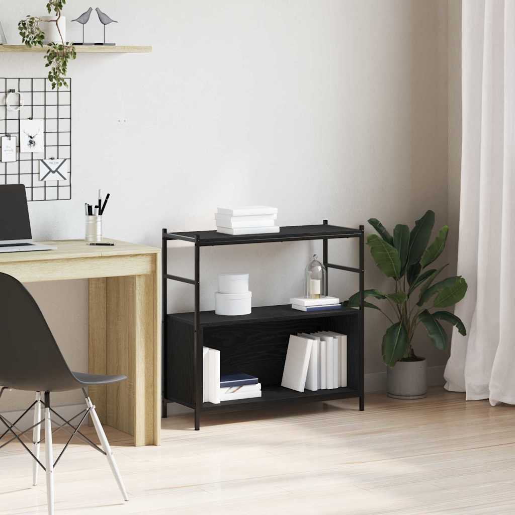 Bogskab Sort Eg 80x30x78,5 cm Ingeniørtræ