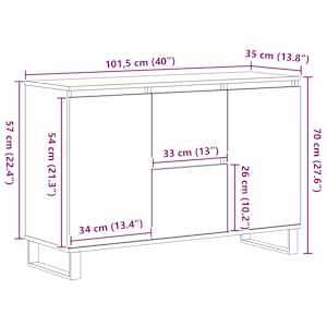 Servírovací skříň Černý dub 101,5 x 35 x 70 cm kompozitní dřevo - obrázek 11