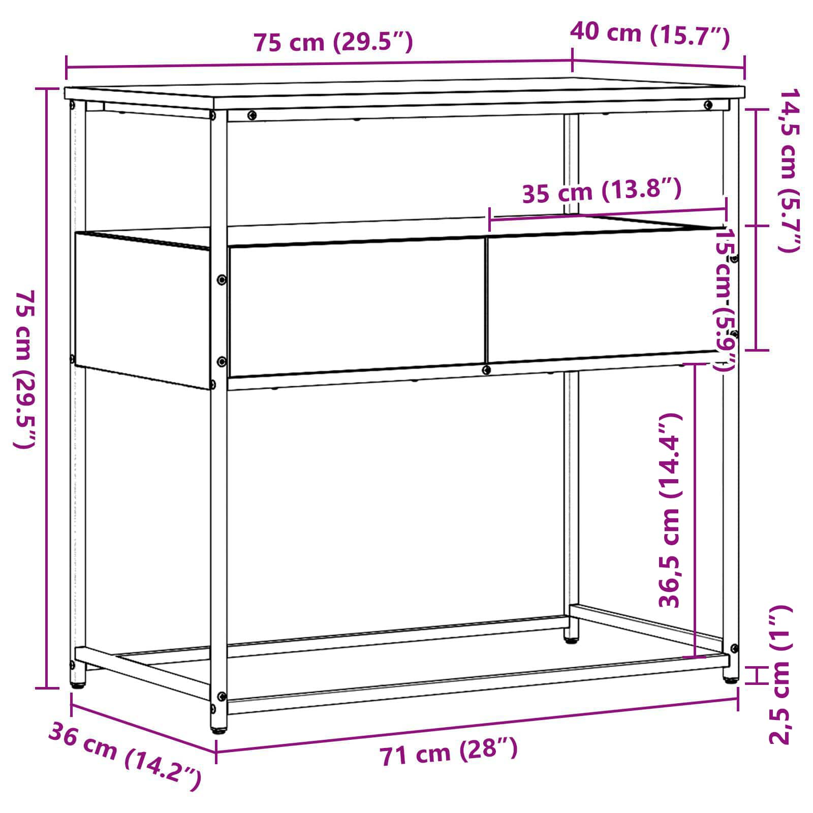 Konsolipöytä laatikon kanssa artesaani tammi 75 x 40 x 75 cm - Image 7