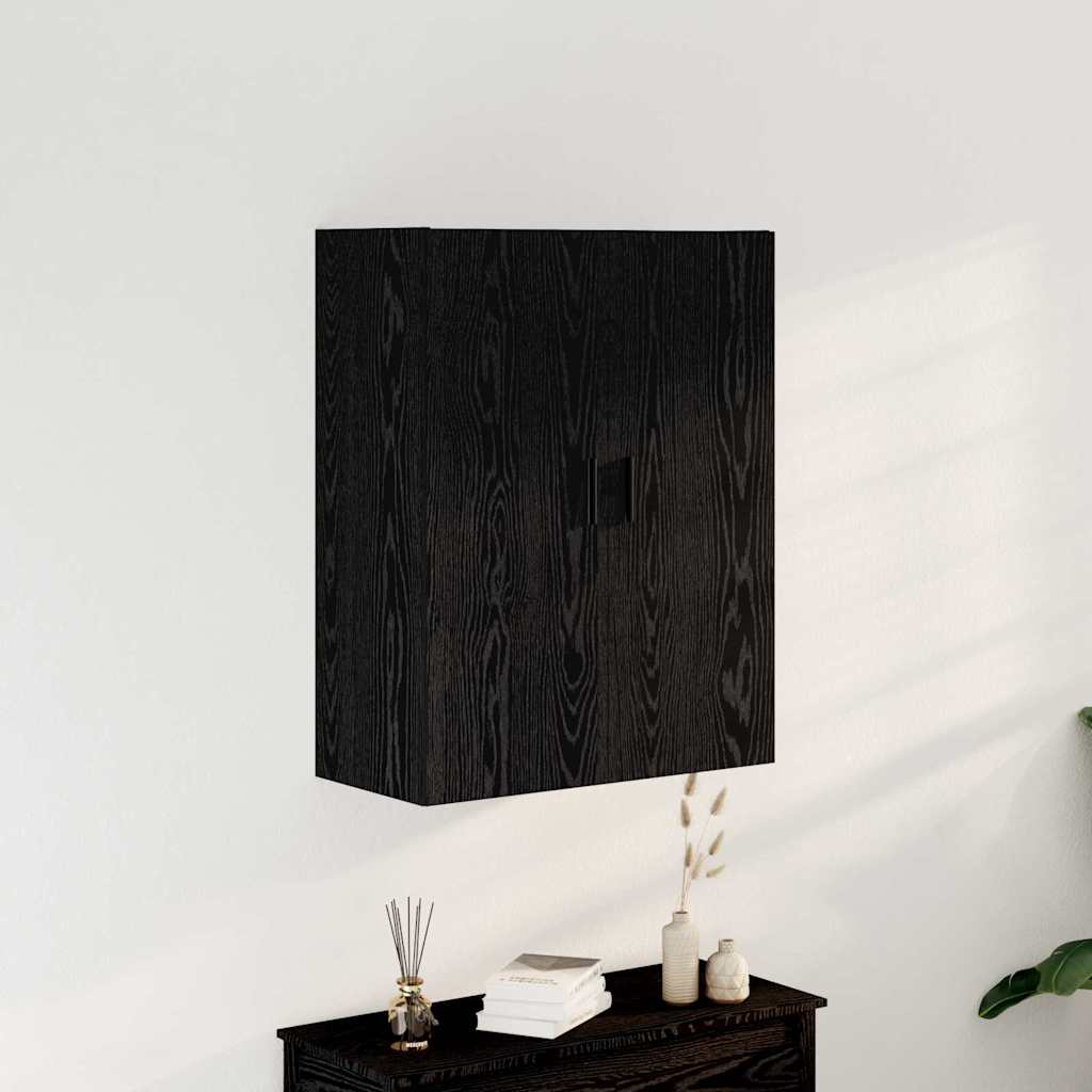 Seinale kinnitatav kapp, must, stiilne, 69,5x34x90 cm, tehispuit