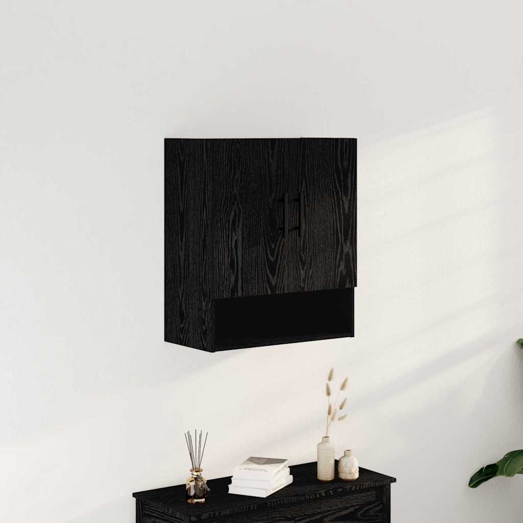 Vægskab Sort Eg 60x31x70 cm Ingeniørtræ