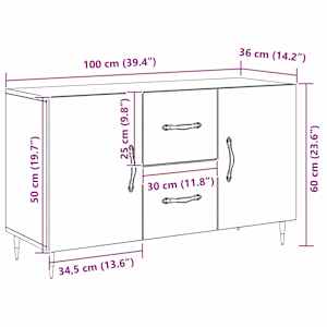 Servírovací skříň Černý dub 100 x 36 x 60 cm kompozitní dřevo - obrázek 12