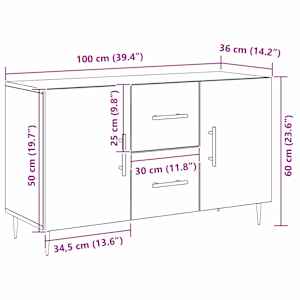 Servírovací skříň Černý dub 100 x 36 x 60 cm kompozitní dřevo - obrázek 12