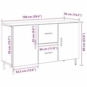Servírovací skříň Černý dub 100 x 36 x 60 cm kompozitní dřevo - obrázek 12