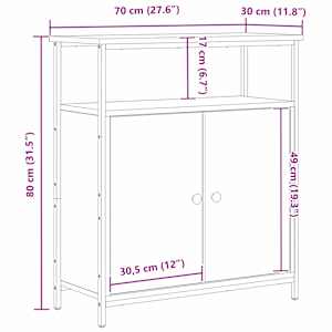 Servírovací skříň Černý dub 70 x 30 x 80 cm kompozitní dřevo - obrázek 13
