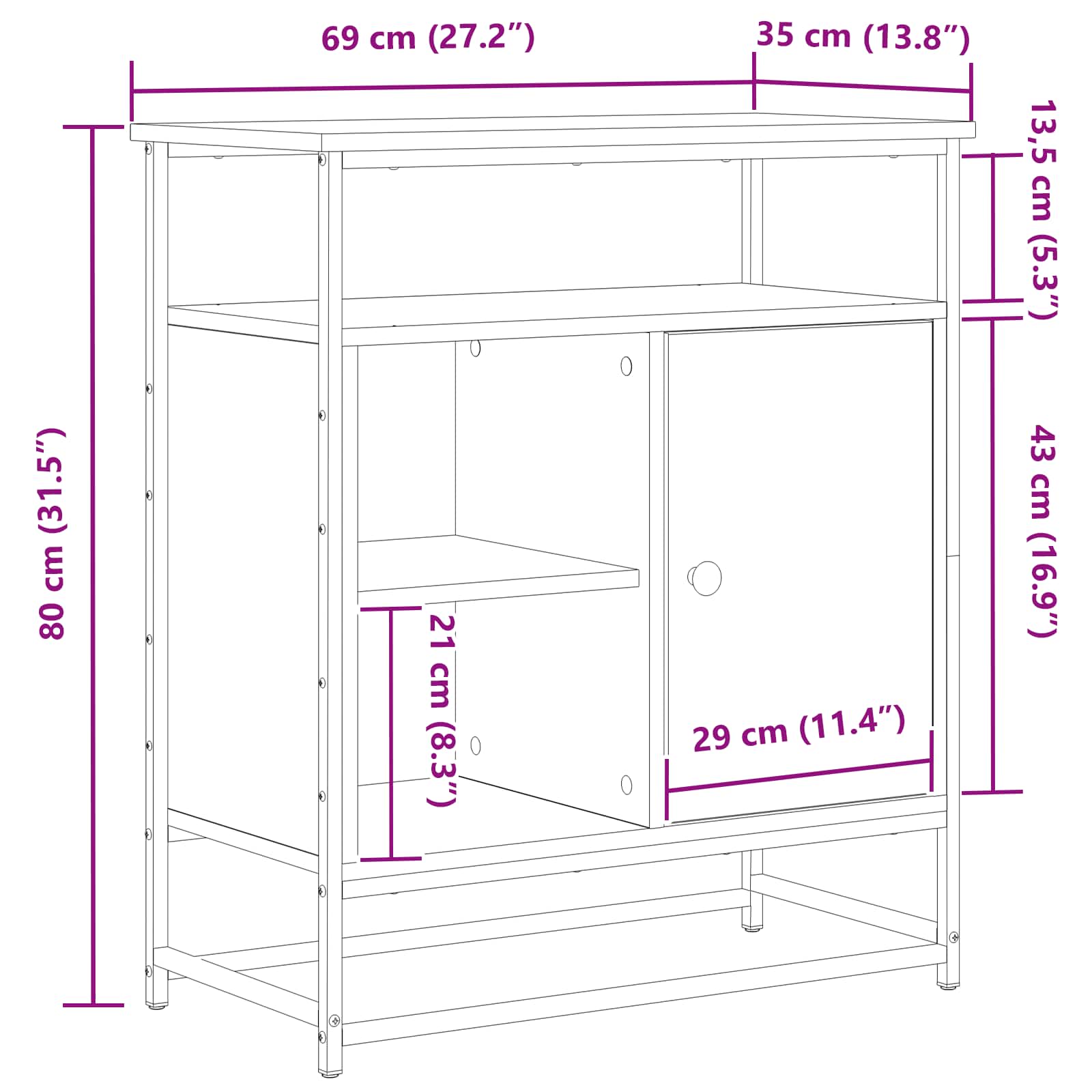 Servírovací skříň Černý dub 69 x 35 x 80 cm kompozitní dřevo - obrázek 14