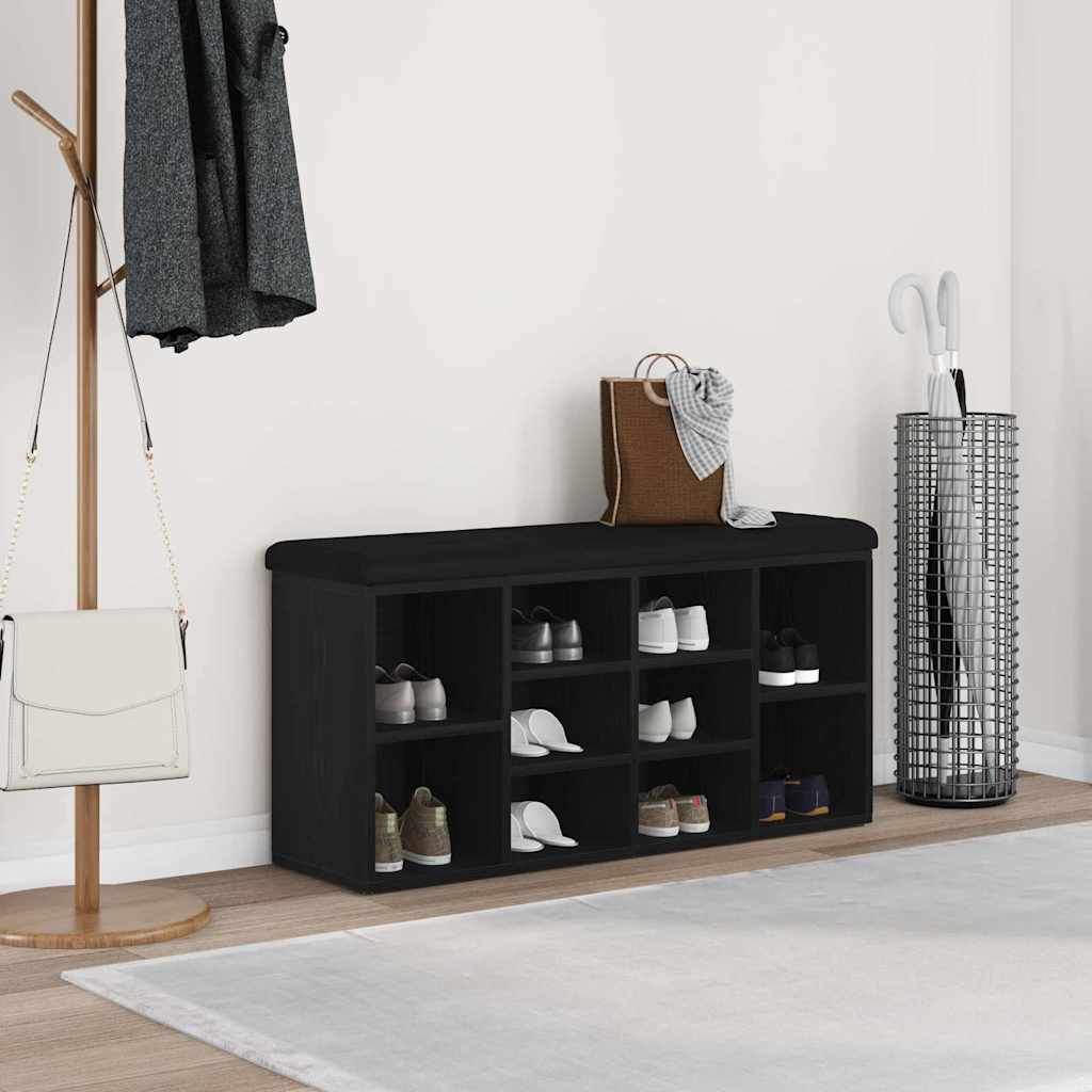 Banco de almacenaje madera ingeniería roble negro 100x30x48 cm