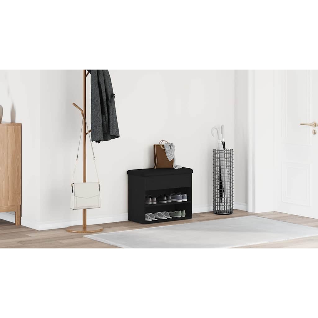 vidaXL Sitzbank mit Stauraum Schwarz Eichen-Optik 62 x 32 x 50 cm – Bild 11