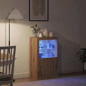 LED komoda Artisanový dub 60,5 x 37 x 100 cm kompozitní dřevo - obrázek 5