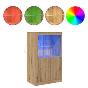 LED komoda Artisanový dub 60,5 x 37 x 100 cm kompozitní dřevo - obrázek 4