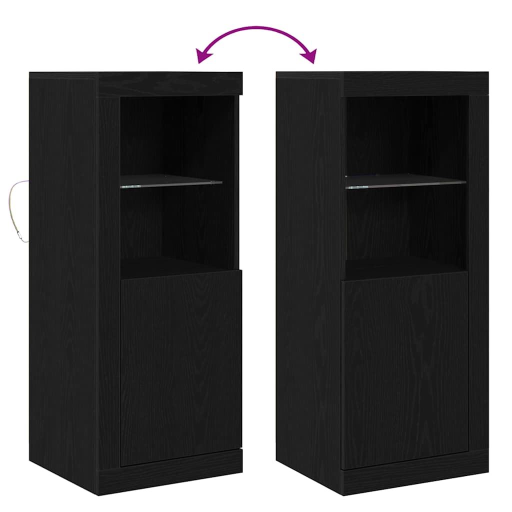 LED bočni predalnik Črna 41 x 37 x 100 cm Konstruiran les - slika 13