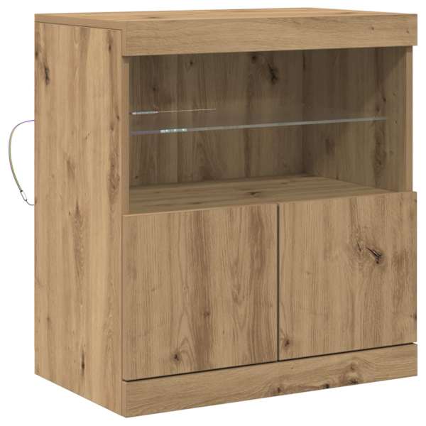 vidaXL LED Kummuti Pruun 60,5 x 37 x 67 cm Tehispuit