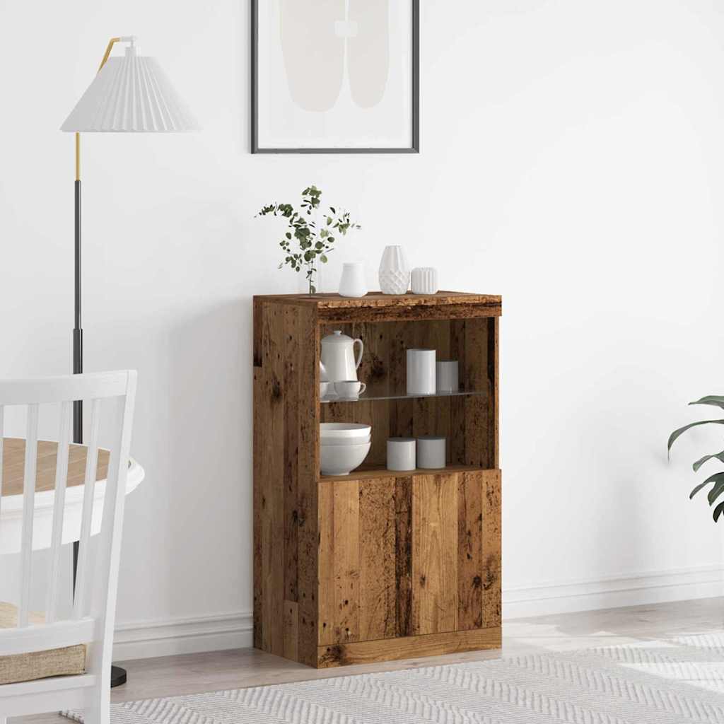Sideboard mit LED-Leuchten Altholz 60x37x100 cm