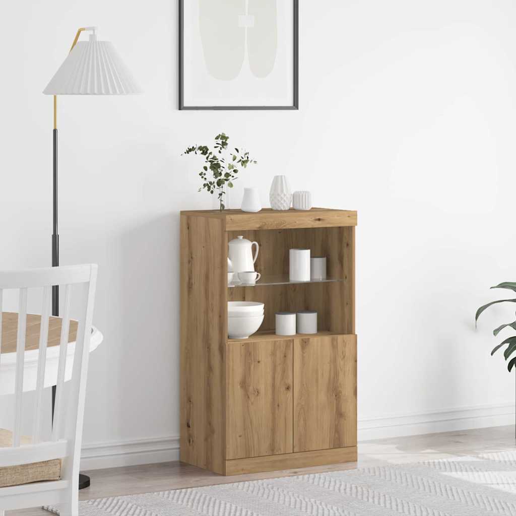 Sideboard mit LED-Leuchten Artisan Eiche 60x37x100 cm