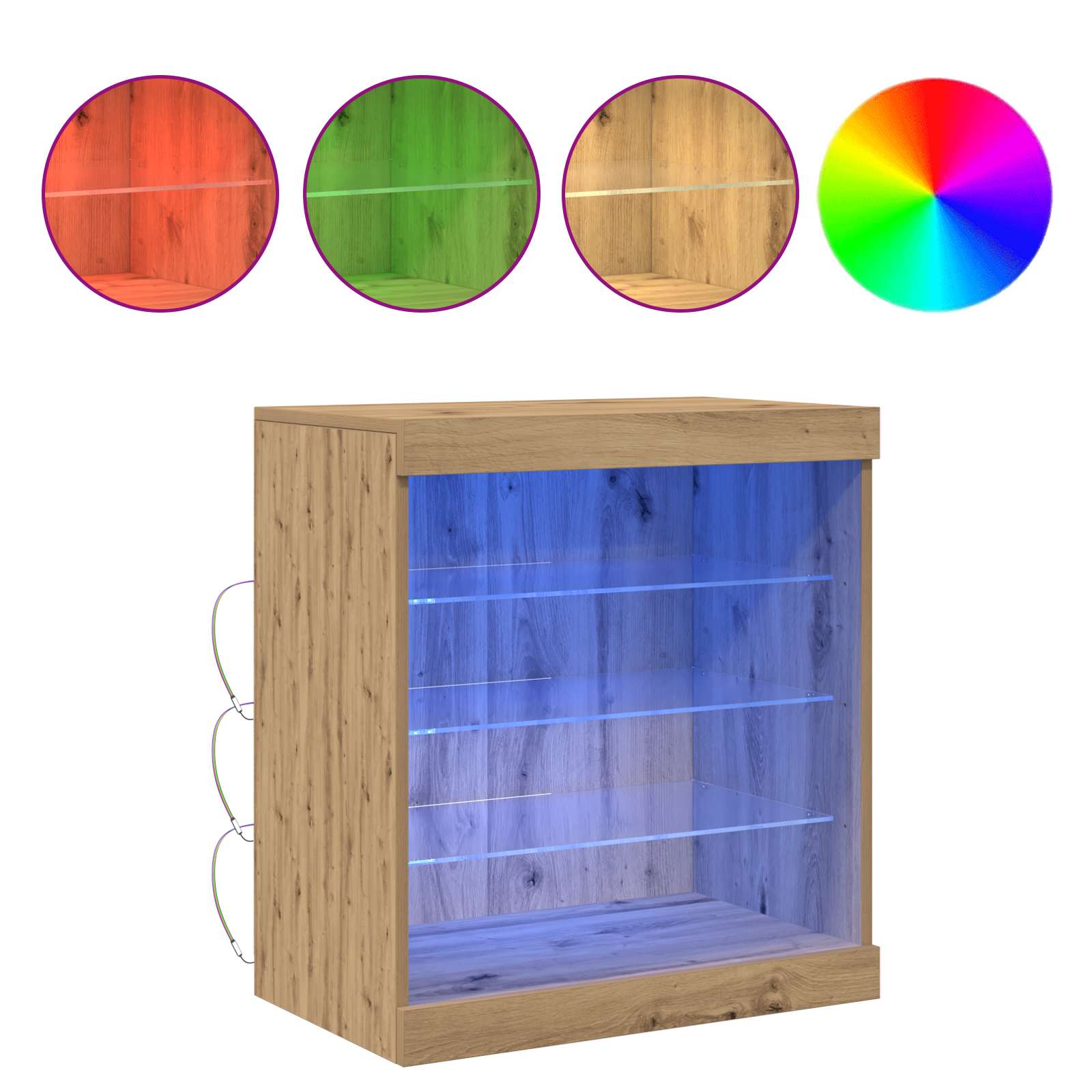 Thumbnail - vidaXL LED-Sideboard Artisan-Eiche 60,5 x 37 x 67 cm Holzwerkstoff