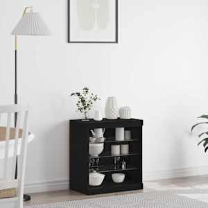 LED komoda Černý dub 60,5 x 37 x 67 cm kompozitní dřevo - obrázek 1