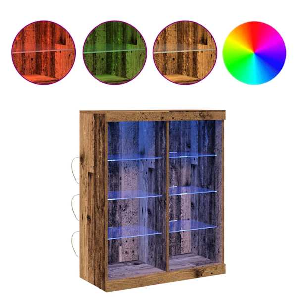 vidaXL LED Kummuti LED-ribadega Vana puit 81 x 37 x 100 cm Tehispuit