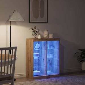 LED komoda Dub artisan 81 x 37 x 100 cm Kompozitní dřevo - obrázek 5