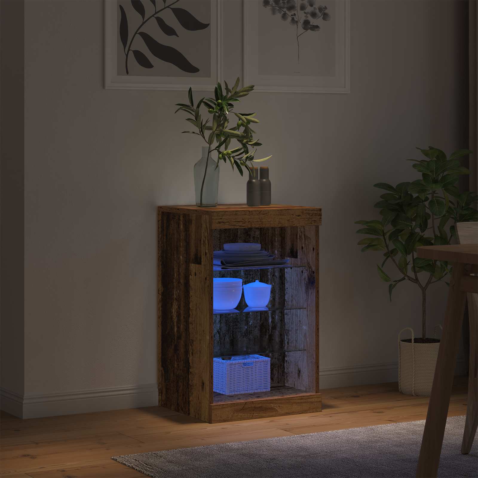 LED komoda Staré dřevo 41 x 37 x 67 cm kompozitní dřevo - obrázek 4