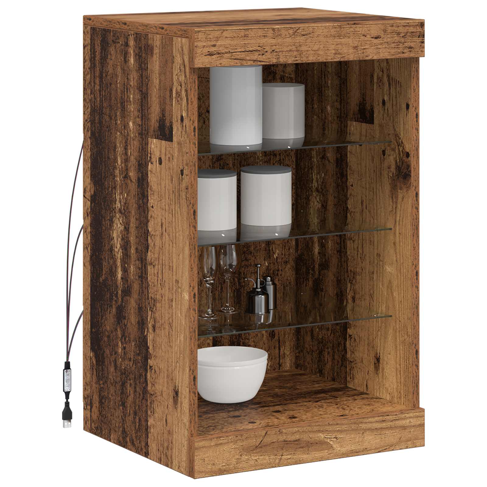 LED komoda Staré dřevo 41 x 37 x 67 cm kompozitní dřevo - obrázek 3