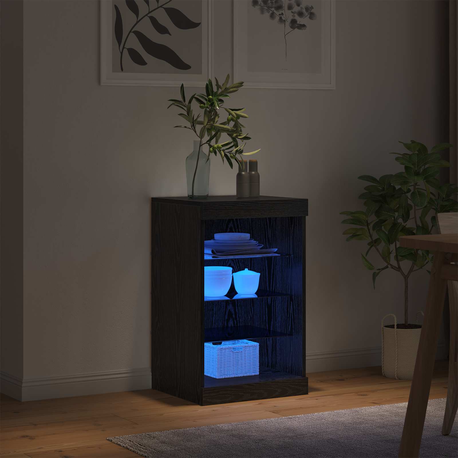 Dressoir met LED-verlichting 41x37x67 cm bruin eikenkleur - Afbeelding 4