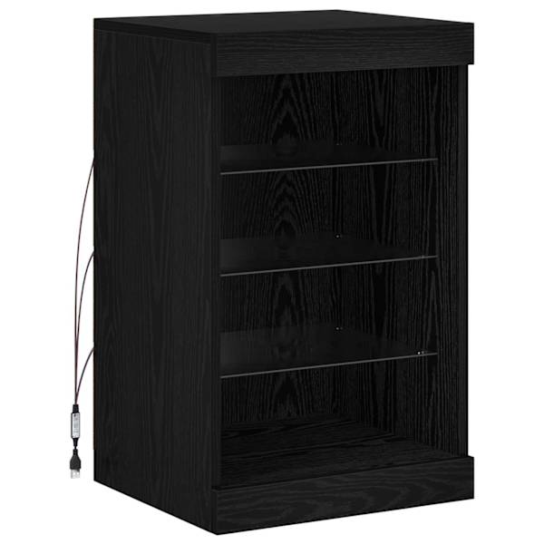 vidaXL LED Kummuti Must tamm 41 x 37 x 67 cm Tehispuit