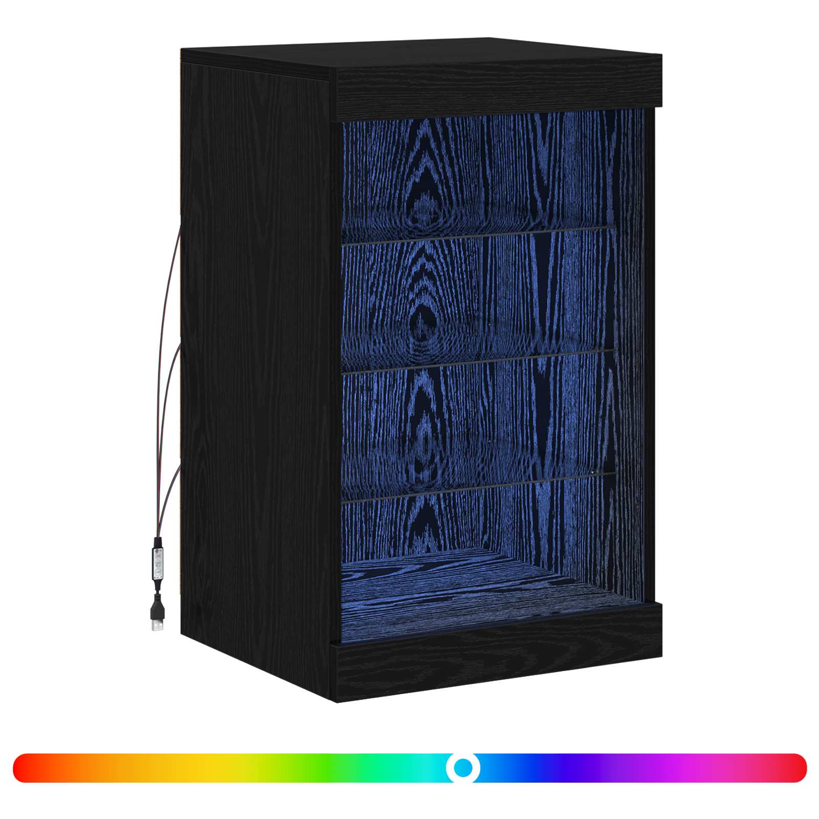 Aparador LED Roble Negro 41 x 37 x 67 cm Madera de ingeniería 4