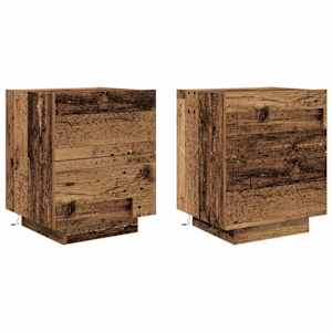 Noční skříňka se zásuvkou 2 pcs Staré dřevo 45 x 40 x 55 cm - obrázek 2