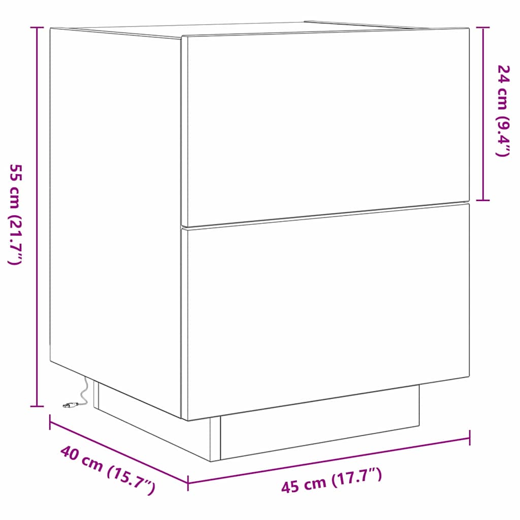 Noční skříňka se zásuvkou 2 pcs Artisanový dub 45 x 40 x 55 cm - obrázek 15