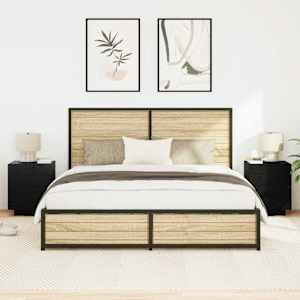 Noční skříňka 2 pcs Černý dub 45 x 40 x 55 cm kompozitní dřevo - obrázek 4