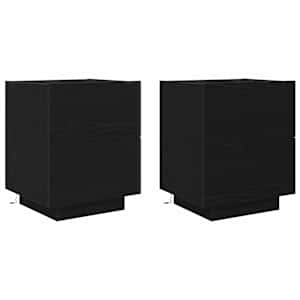Noční skříňka 2 pcs Černý dub 45 x 40 x 55 cm kompozitní dřevo - obrázek 2
