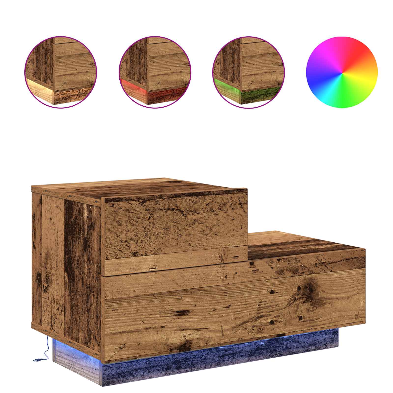 Yöpöytäkaappi Vanha puu 70 x 36 x 40,5 cm Tekninen puu