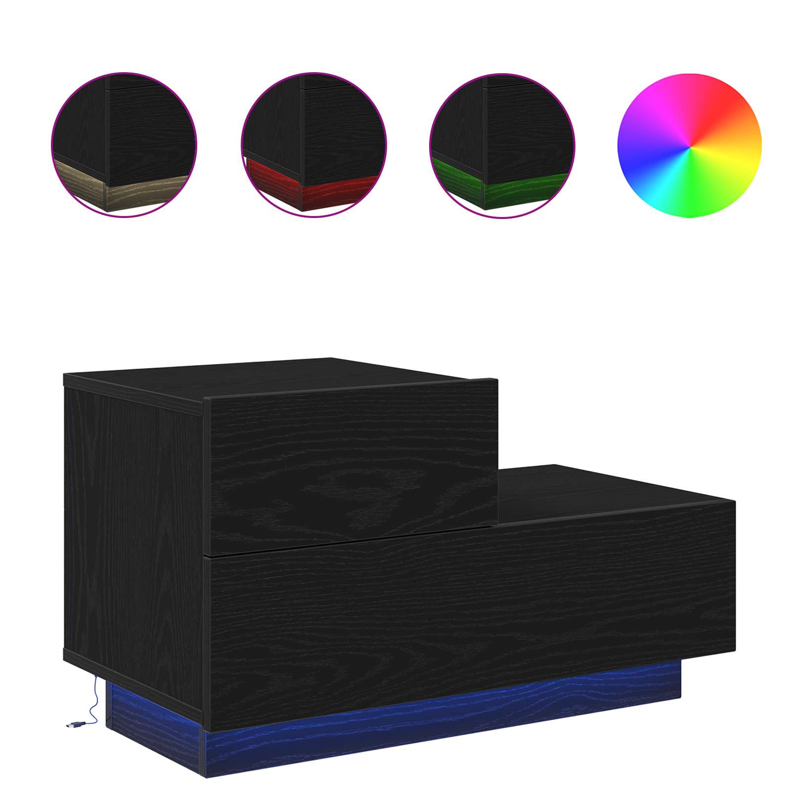 Yöpöytäkaappi Musta tammi. 70 x 36 x 40,5 cm Tekninen puu