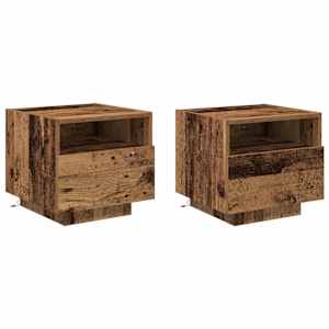 Noční skříňka se zásuvkou 2 pcs Staré dřevo 40 x 39 x 37 cm - obrázek 2