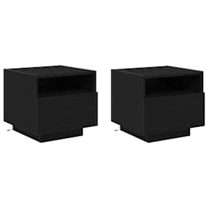 Noční skříňka 2 pcs Černý dub 40 x 39 x 37 cm kompozitní dřevo - obrázek 2