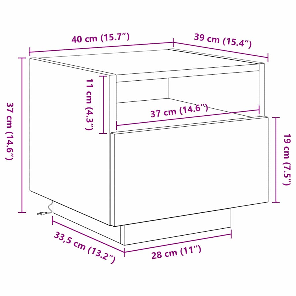 Noční skříňka 2 pcs Černý dub 40 x 39 x 37 cm kompozitní dřevo - obrázek 15