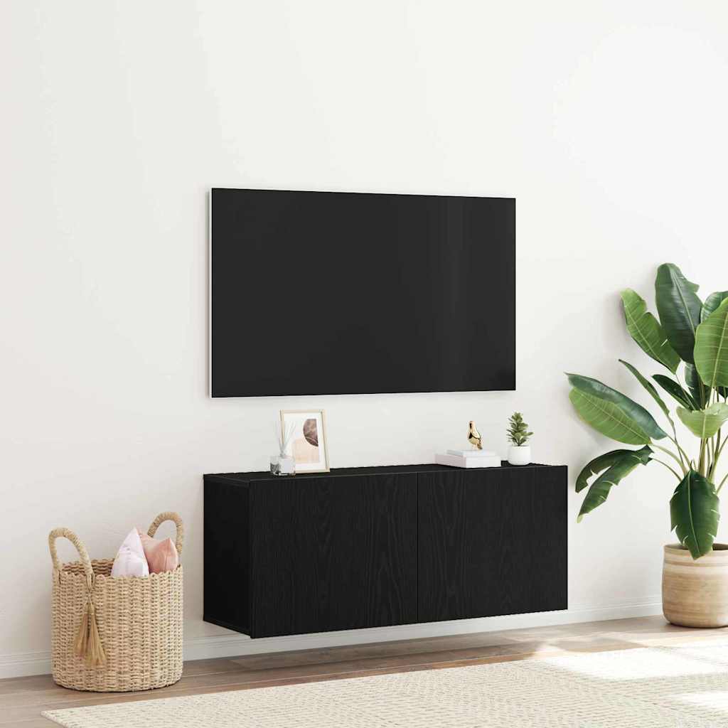 TV Seina Kapp Must Tamme 100x30x41 cm Tehispuit