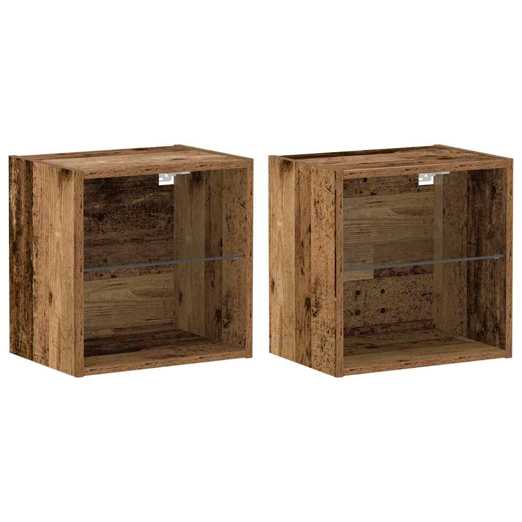 Kelluva hylly 2 kpl Vanha puu 40×28,5×40 cm Tekninen puu
