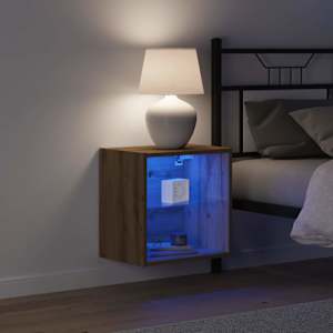 Floating Shelf with LED Light s policí Hnědá 40 x 28,5 x 40 cm - obrázek 5