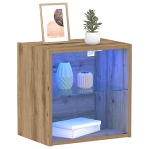Floating Shelf with LED Light s policí Hnědá 40 x 28,5 x 40 cm - obrázek 3