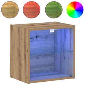 Floating Shelf with LED Light s policí Hnědá 40 x 28,5 x 40 cm - obrázek 4