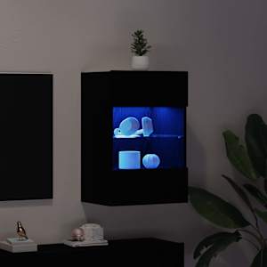 Sestava TV skříněk Nástěnný 2 pcs Černá 40 x 30 x 60,5 cm - obrázek 6