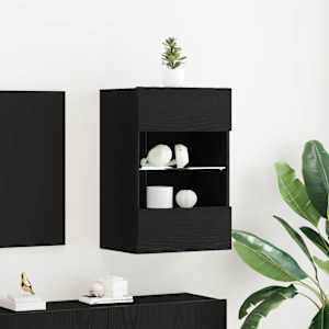 Sestava TV skříněk Nástěnný 2 pcs Černá 40 x 30 x 60,5 cm - obrázek 1